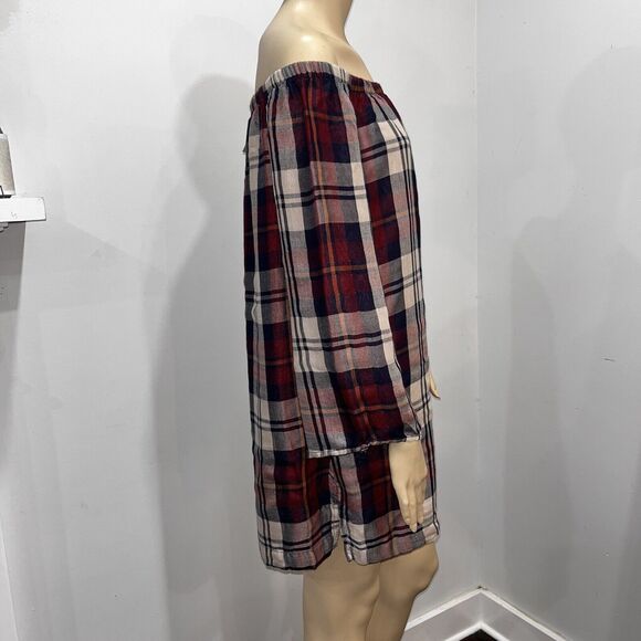 NWT Cloth and Stone Anthropologie Plaid Off the Shoulder Shift Dress Size M - Picture 7 of 7